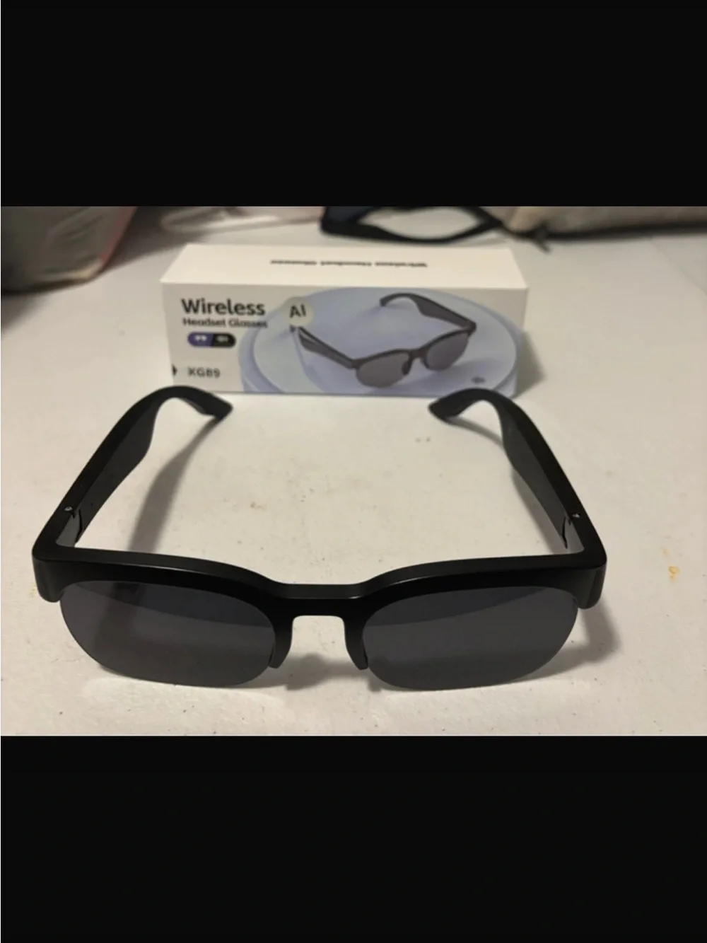 Wireless Headset Glasses - Black Sunglasses with Built-in Audio